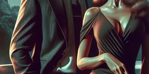 A brooding lawyer and an alluring woman share a tense moment by a moonlit lake in humid Florida.