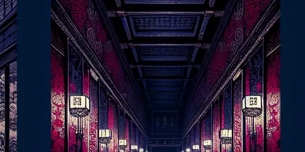 A chilling scene featuring ghostly figures in a haunted Japanese room, a sinister hotel corridor, and a cursed family home.