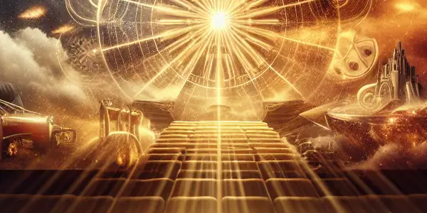 A cozy home theater featuring a vintage popcorn machine, iconic movie imagery, and elements symbolizing hope and science.