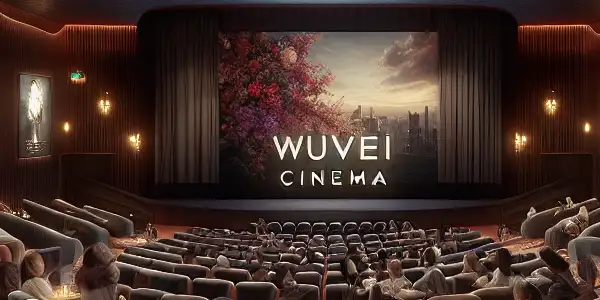 A modern upscale cinema interior with plush seating, dim lighting, and diverse patrons enjoying films in a cozy atmosphere.